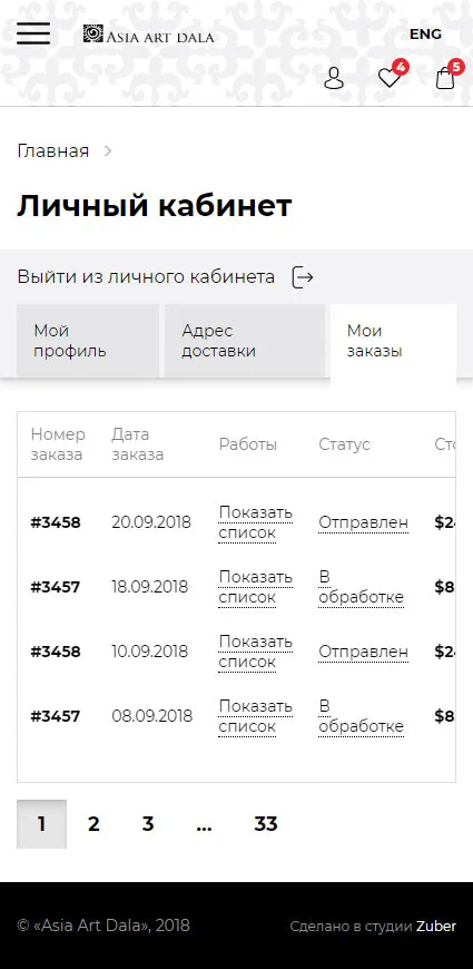 Онлайн галерея прикладного искусства «Asia Art Dala» — скриншот 7